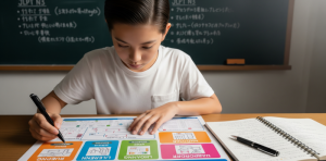 Student reviewing the structure of JLPT N3 test format.